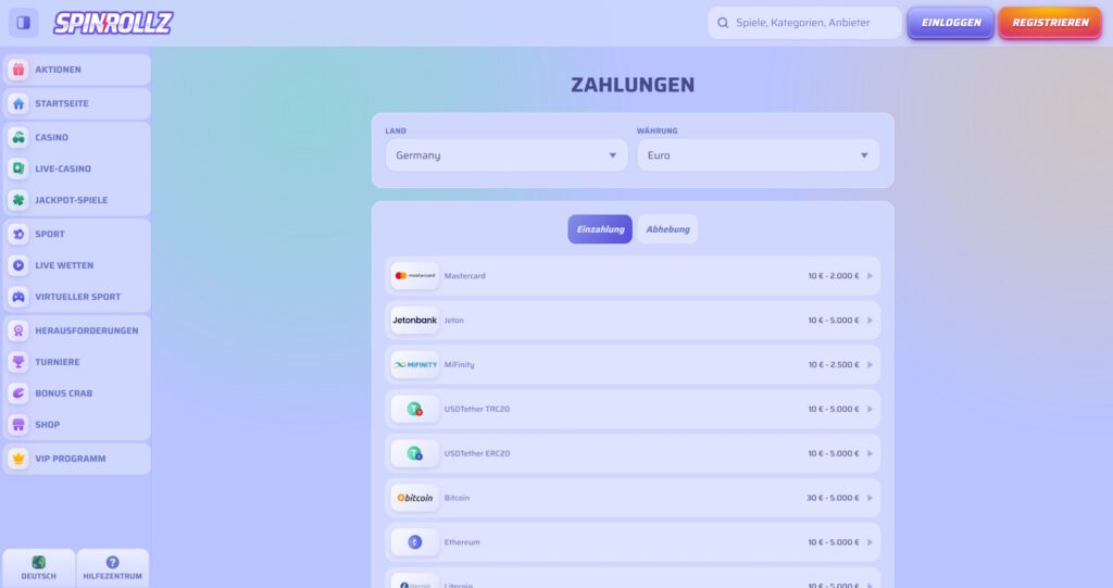 Zahlungsmethoden Online Casinos ohne Beschränkungen